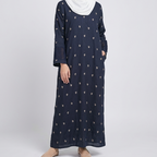 (Misty) Linen Abaya in Navy Blue