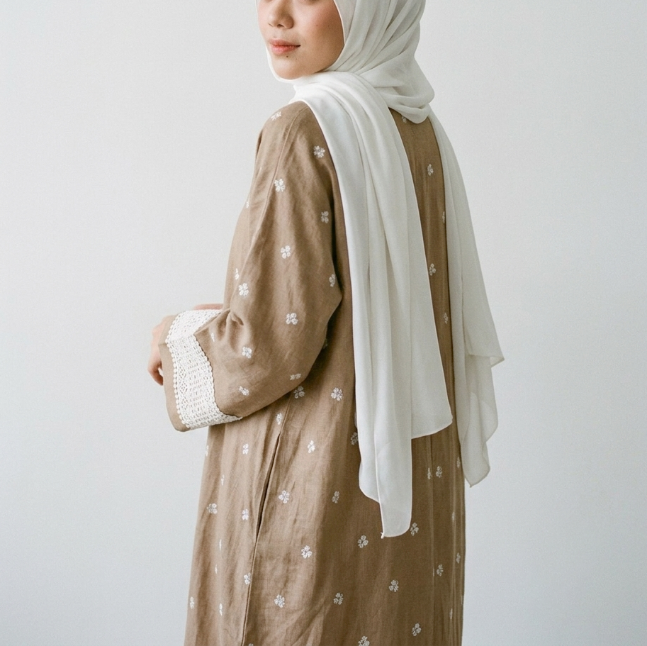 (Misty) Linen Abaya in Choco