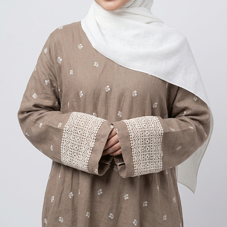 (Misty) Linen Abaya in Choco