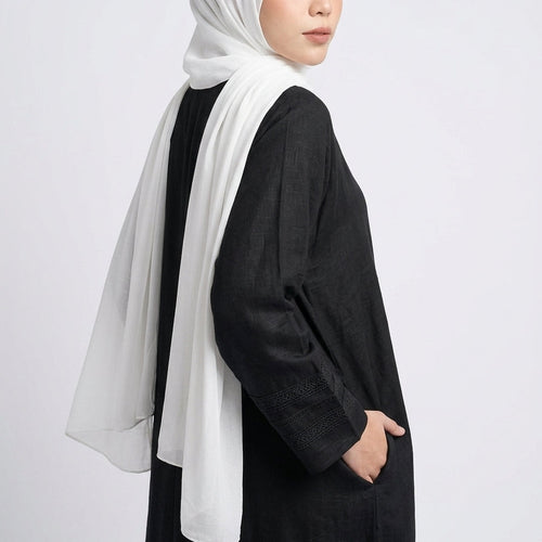 (Dune) Linen Abaya in Black